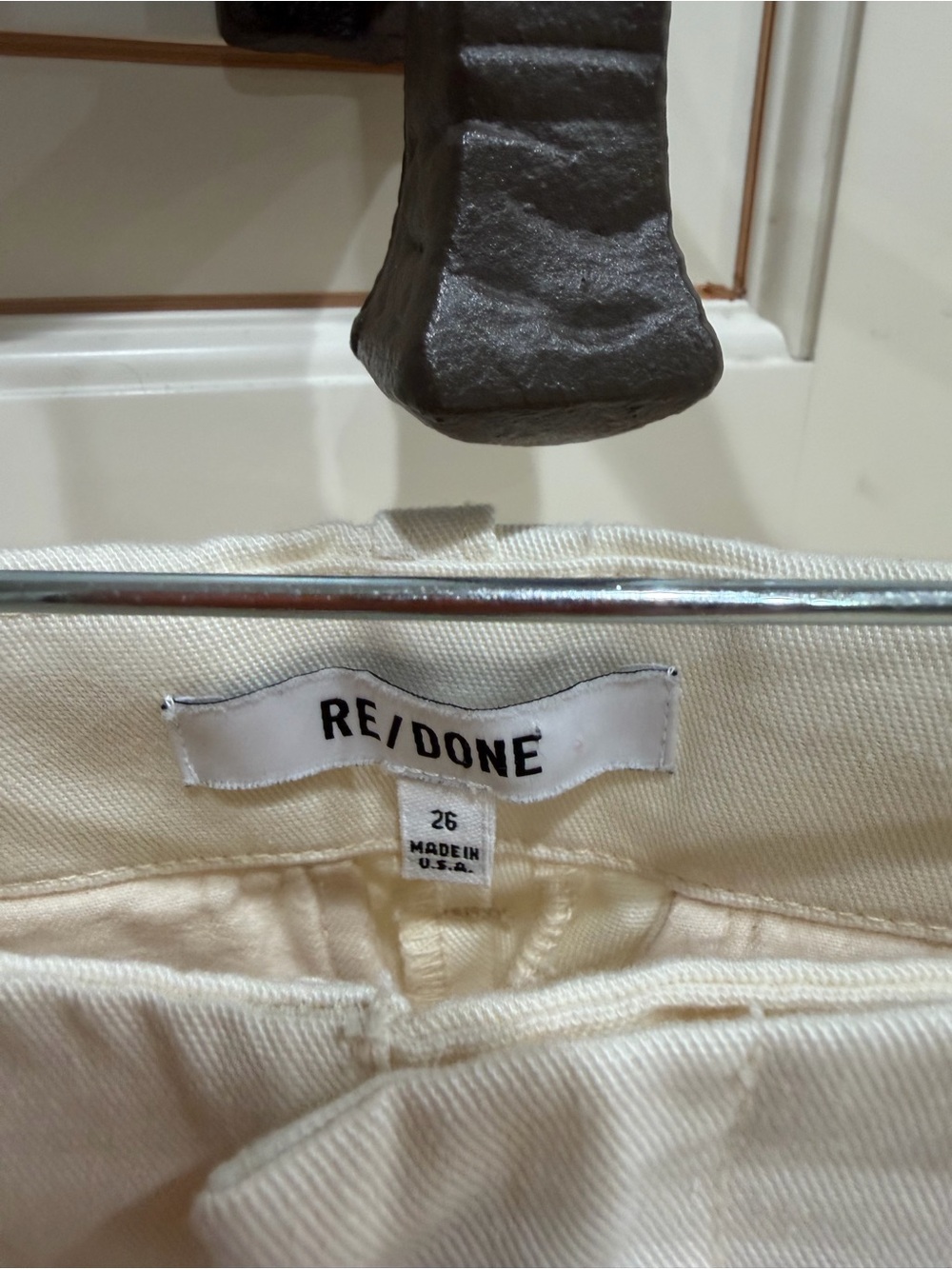 RE/DONE Mid-Rise Flared Trouser Ivory Jean (125) - Picture 8 of 9